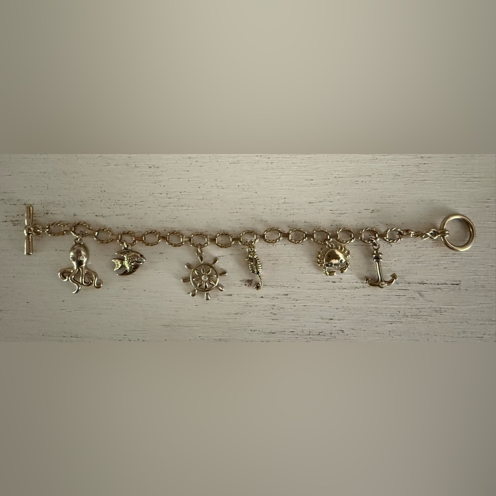 Gold Tone Nautical Charm Bracelet
